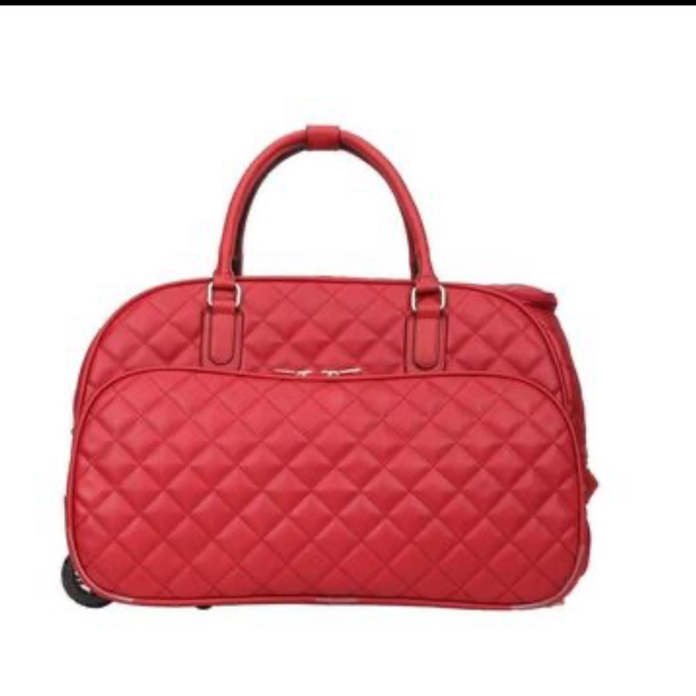 “Flewed Out” Quilted Rolling Travel Weekender Bag